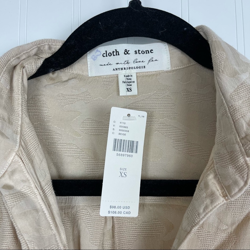 ANTHROPOLOGIE Cloth & Stone Joanie Top Beige NWT - Picture 4 of 6